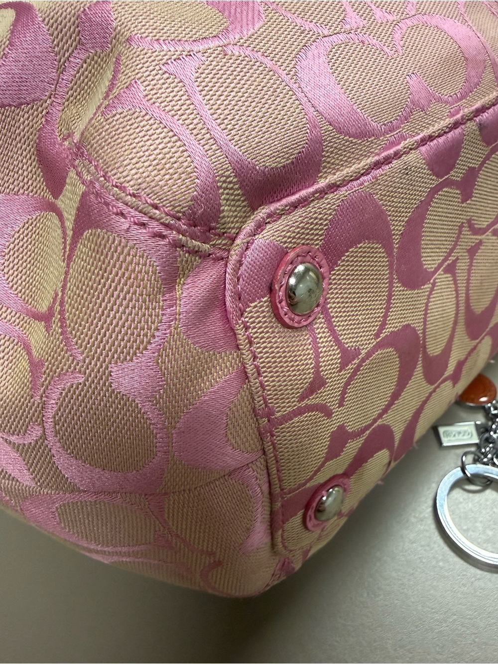 2010 Coach Pink Soho Signature Canvas Tote with Leather Trim - Picture 5 of 14